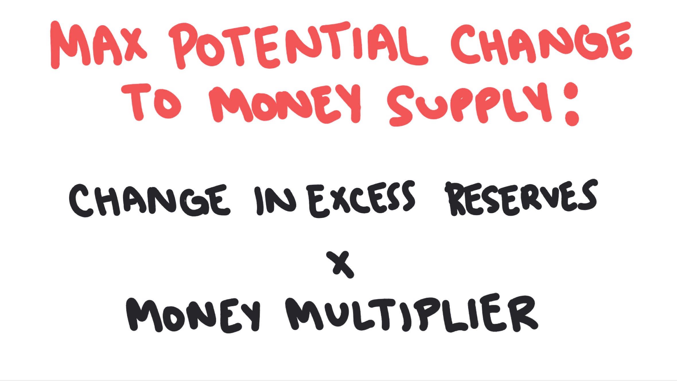Maximum potential change to money supply formula whiteboard
